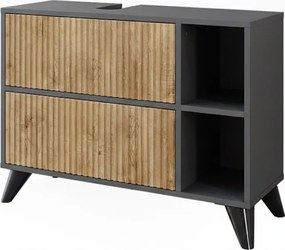 Szafka pod umywalkę antracyt/dąb górski 80x30x62 leano