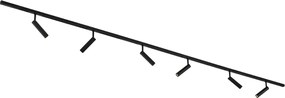 Nowoczesny system oświetlenia szynowego Slimline Uzzy z 6 czarnymi reflektorami jednofazowymi