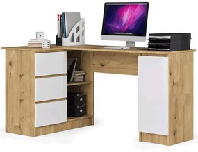 Lewostronne biurko z szufladami dąb artisan + biały - Volume 3X