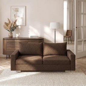 Sofa z Funkcją Spania DRAVOS Brązowa Boucle Japandi