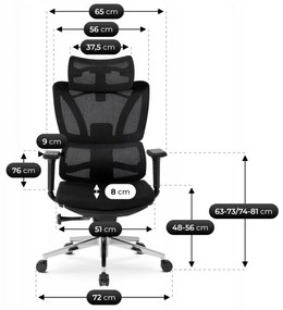 Fotel Biurowy Ergonomiczny Obrotowy z Podnóżkiem DELSIN Czarny