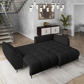 Masseno Narożnik VESTANO  z funkcją spania i pojemnikiem na pościel Narozniki L, Rozkładana sofa - Czarny, QUELLE 100