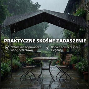 Outsunny Pergola Altana 3x3m Wodoodporna Stabilna Zimoodporna Ochrona Przed Słońcem ze Skośnym Dachem Wzmocnienia Trójkątne | Aosom PL