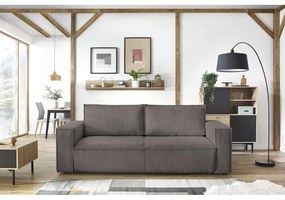 Ciemnobrązowa sztruksowa rozkładana sofa 245 cm Nihad – Bobochic Paris