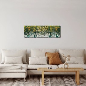 Obraz - Jelenie w zielonym lesie (z zegarem) (90x30 cm)