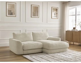 Beżowy narożnik z tkaniny szenilowej (prawostronny/z szezlongiem) Leonore – Bobochic Paris