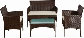 Zestaw mebli ogrodowych Kastelio 4-os. technorattan brąz 2 fotele sofa stolik
