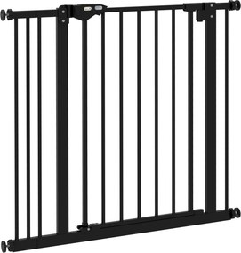 PawHut Barierka ochronna dla psy, Bezpieczna bramka, Bramka dla zwierząt, Metal, Plastik, 74-87 cm, Czarny