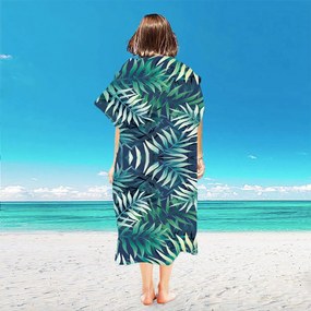 Zestaw plażowy BORNEO – ręcznik plażowy 100×180 cm i ponczo 80×145 cm, ciemnoniebieski