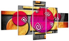 Abstrakcyjny obraz z historycznymi symbolami (125x70 cm)