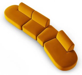 Musztardowa aksamitna sofa prawostronna 428 cm Paolo – Milo Casa