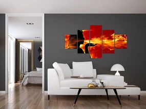 Obraz kobiety z płomieniami (125x70 cm)