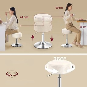 Regulowane krzesło do toaletki AURA, Ø35cm, kremowe Vasagle