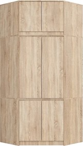 Szafa narożna z nadstawką AKORD S100 Dąb Sonoma 100 cm 6 drzwi kolor Dąb Sonoma mat 9 półek 100x50x235 cm