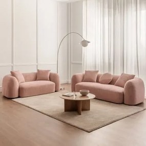 Zestaw Salonowy Z Modułową Sofą 3-osobową I Sofą 2-osobową Z Tkaniny Coco Chenille Tkaniny Szenil Rosa Palote | Daydream Pink - Sklum