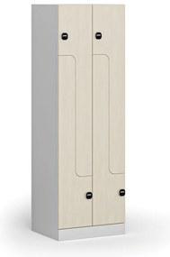 Metalowa szafka ubraniowa S1 Z, 4-drzwiowa, 1850 x 600 x 500 mm, zamek RFID, drzwi laminowane, brzoza