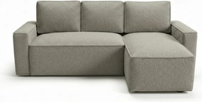 Rozkładana dwustronna sofa narożna SMART BOUCLE 232x143 cm, szaro-beżowa
