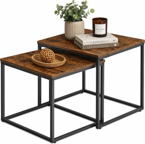 Komplet 2 stolików kawowych typu 2w1 rustykalny brąz K2-B47