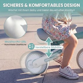 AIYAPLAY Składany rowerek biegowy z cichymi kołami EVA, regulowane siedzenie dla 1-2 lata niebieski | Aosom PL