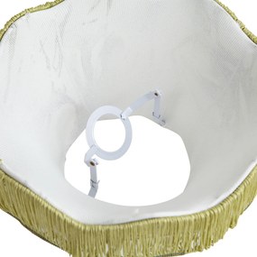 Abażur z tkaniny z motywem liści i białym wnętrzem 31,5/15/14 - Heritage klasyczny/Antyczny