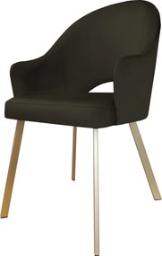 Krzesło Velvet tkanina Welur noga metalowa : Kolor nogi - Złota profil, Kolor tkaniny - VELVET - MG05, Typ siedziska - Siedzisko stałe