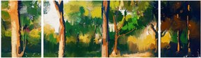 Obraz lasu w letnim słońcu, malarstwo (170x50 cm)