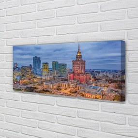 Obraz canvas na ścianę Panorama Warszawy o Zachodzie Słońca