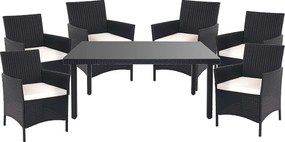 Zestaw z polirattanowym wykończeniem  Hamar (7 elementów),  antracytowy, poduszki kremowe