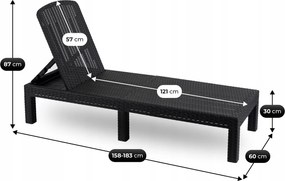 Fotel Ogrodowy Leżak ARIZONA Technorattan Czarny