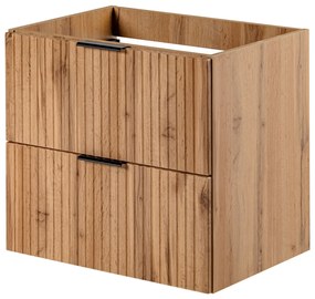 Szafka wisząca w kolorze naturalnego drewna z białą umywalką 60 x 46 cm ASTROS Light Oak
