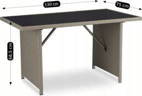 Zestaw Mebli Ogrodowych COLORADO Beżowy Sofa Pufy Stolik Tarasowy Technorattan Nowoczesny