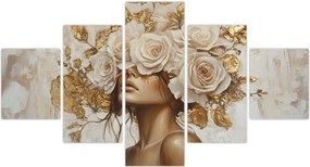 Obraz - Dziewczyna z różami (125x70 cm)