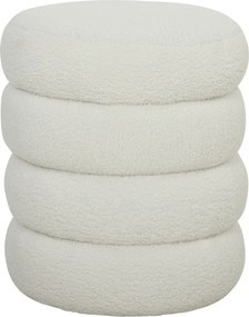 HOMCOM Puf, okrągły, Teddyfleece, do 120kg, Φ40x45H cm, biały | Aosom PL