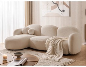 Jasnobrązowy narożnik z materiału bouclé (lewostronny/z szezlongiem) Orbit – Ropez