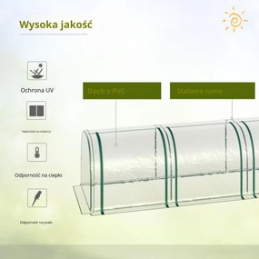 Outsunny Szklarnia z folii z drzwiami, grządka wczesna, stal PVC