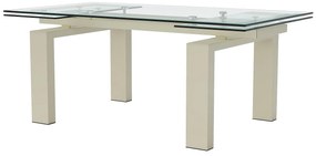 Rozkładany stół jadalniany dla 8-10 osób ze szkła hartowanego i beżowego metalu - Przezroczysty - LUBANA