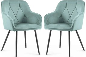 Zestaw 2 turkusowych krzeseł welurowych - Lorviano