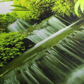 Obraz - Indonezyjskie wodospady (z zegarem) (90x30 cm)