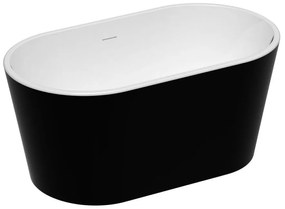 Wanna wolnostojąca owalna - 180 L - 130 x 71 x 58 cm - Czarna - Akrylowa - APOGON