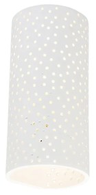 Lampa ścienna w stylu vintage biała gipsowa w kształcie cylindra - MahouPrzemysłowy Oswietlenie wewnetrzne