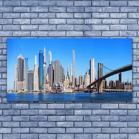 Zdjęcie na płótnie Sylwetka Mostu nad Rzeką