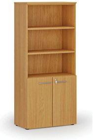 Szafa biurowa kombinowana PRIMO WOOD, drzwi na 2 poziomach, 800 x 420 x 1781 mm, buk