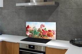 Panel szklany do Kuchni Pierniki i Bożonarodzeniowe Bombki