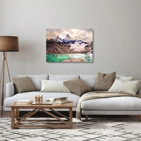 Obraz na szkle - górskie jezioro (70x50 cm)