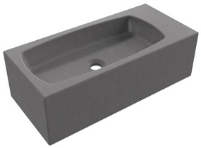 Umywalka betonowa wisząca / nablatowa prostokątna bez otworu na baterię 65 x 30 cm z półką ZALM | różne kolory : Kolor - Popielaty, Typ montażu - podwieszana