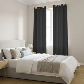 Zasłona gotowa MATOWA czarna Oxford Line na przelotkach 140x250