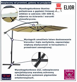 Beżowy parasol ogrodowy na wysięgniku P8-M18