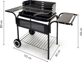 Grill węglowy ogrodowy z półkami i kółkami SL5636T