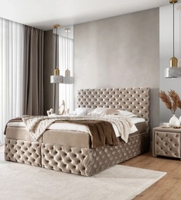 Beżowe pikowane łóżko kontynentalne łóżko 5 rozmiarów M3-W07