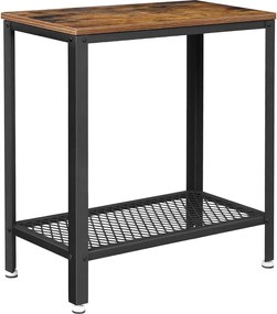 Stolik pomocniczy z półką TAYLOR 60x30 cm, rustykalny brązowy